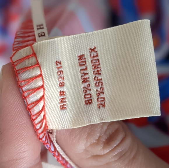 red & blue palm print cropped leggings, large - Picture 5 of 7